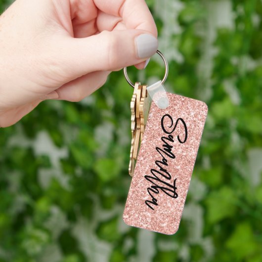 Glitterende Luxe Blush Roze Goud Glitters Sleutelhanger (Hand)