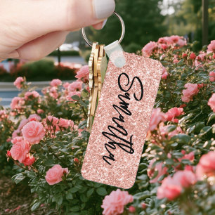 Glitterende Luxe Blush Roze Goud Glitters Sleutelhanger