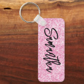 Glitterende Luxe Licht Roze Glitters Sleutelhanger (Voorkant)