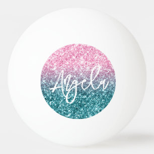Glitterende Luxe Licht Roze Teal Ombre Glitters Pingpongbal