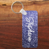 Glitterende luxe navyblauwe ombre glitter sleutelhanger (Voorkant)