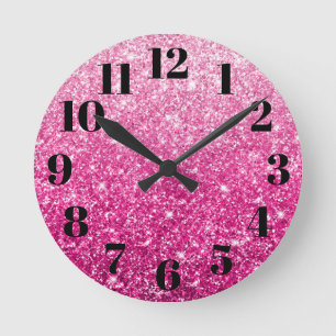 Glitterende Luxe Roze Ombre Ronde Klok