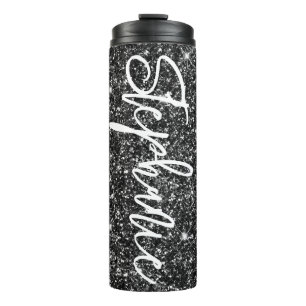 Glitterende Luxe Zwarte Glitter Borstel Calligrafi Thermosbeker