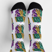 Glitterende Mardi Gras Gras Dames T-Shirt, Paars G Sokken (Top)