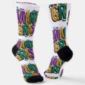 Glitterende Mardi Gras Gras Dames T-Shirt, Paars G Sokken (Gebogen)