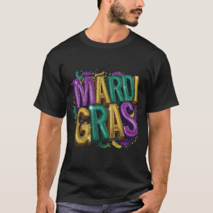 Glitterende Mardi Gras Gras Dames T-Shirt, Paars G T-shirt