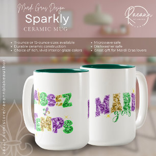 Glitterende Mardi Gras-ontwerp keramische mok