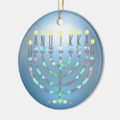 Glitterende Menora Hanukkah Kerstbal Keramisch Ornament (Links)