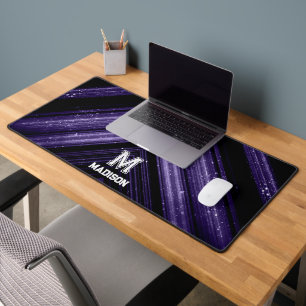 Glitterende metaal neon paars zwart chevron Monogr Bureaumat