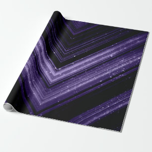 Glitterende metaal neon paarse zwarte chevron Mono Cadeaupapier