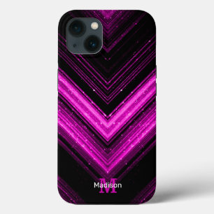 Glitterende metalen hete roze magenta chevron Mono Case-Mate iPhone Case