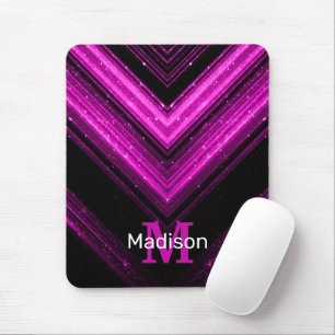 Glitterende metalen hete roze magenta chevron Mono Muismat