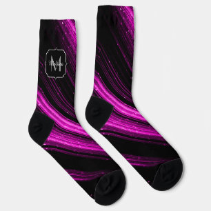 Glitterende metalen hete roze magenta chevron Mono Sokken