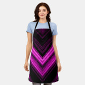 Glitterende metalen hete roze magenta zwarte chevr schort (Gedragen)
