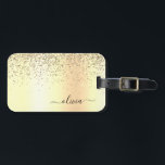 Glitterende metalen monogram glam-naam bagagelabel<br><div class="desc">Gouden namaak folie metaalachtige glans glitter geborsteld metalen monogram naam en initiaal tas- of bagage label. Dit is het perfecte verjaardagscadeau voor sweet 16,  trouwdag,  bruidsfeest,  jubileum,  baby shower of vrijgezellenfeest voor iemand die houdt van glamour luxe en chic stijl.</div>
