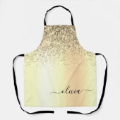 Glitterende metalen monogram glam-naam schort (Voorkant)