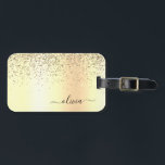 Glitterende metalen monogram glamor naam bagagelabel<br><div class="desc">Gouden namaakfolie metalen glinsterende glitters geborstelde metalen monogram naam en initiële tas of bagagelabel. Dit is het perfecte cadeau voor sweet 16 verjaardag,  bruiloft,  bruidsjonkerfeest,  jubileum,  baby shower of vrijgezellenfeest voor iemand die van glamor luxe en chic stijlen houdt.</div>