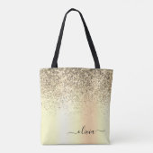 Glitterende metalen monogram glamor naam tote bag (Achterkant)