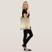 Glitterende metalen monogram glamor naam tote bag (Op model)
