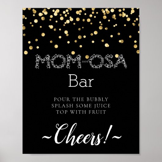 Glitterende Minimalistische Mimosa Bar Bord Poster (Voorkant)