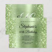 Glitterende Mint Glam Fantasie Monogram 40e Verjaa (Voorkant / Achterkant)