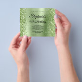 Glitterende Mint Glam Fantasie Monogram 40e Verjaa Flyer (Hand)