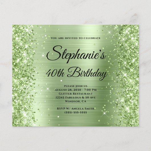 Glitterende Mint Glam Fantasie Monogram 40e Verjaa Flyer (Voorkant)