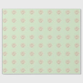 Glitterende mintgroene pastel ivoorkleurige polka  cadeaupapier (Vlak)