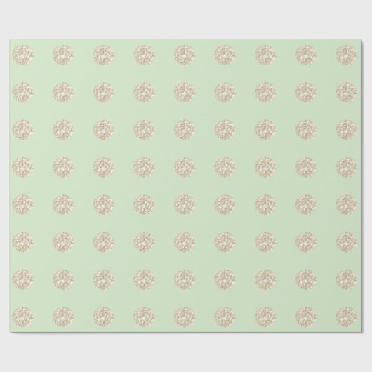 Glitterende mintgroene pastel ivoorkleurige polka  cadeaupapier (Vlak)