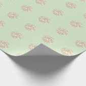 Glitterende mintgroene pastel ivoorkleurige polka  cadeaupapier (Hoek)