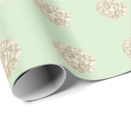 Glitterende mintgroene pastel ivoorkleurige polka  cadeaupapier