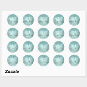 Glitterende Munt Drip | Aqua Teal Smeltende Douche Ronde Sticker (Vel)