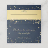 Glitterende Navy Blauwe en Gouden Zitplaatsen Plaatskaartje (Buitenkant ongevouwen)