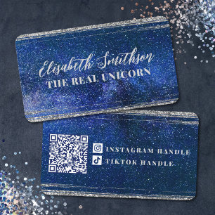 Glitterende Navy Blauwe Vrouwelijke Persoonlijke Visitekaartje