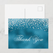 Glitterende Nefiet Diamanten Blauwe Folie Bedankt Briefkaart (Voorkant / Achterkant)