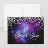 Glitterende nepdiamanten Paarse Hemel Dank Je Briefkaart (Voorkant / Achterkant)