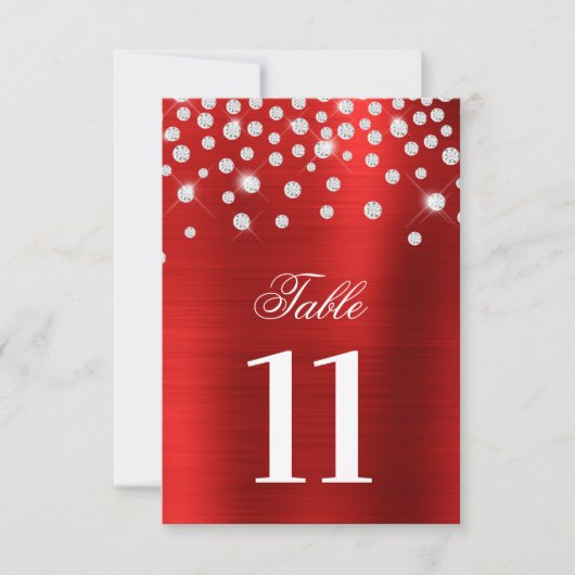 Glitterende nepsilverdiamanten Rood Tafelnummer (Voorkant)