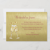 Glitterende Nieuwjaars Verlovings Goud Rode Aankon Kaart (Achterkant)