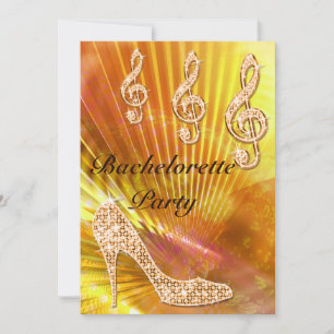 Glitterende Oranje Muzieknoteer/stiletto Bachelore Kaart