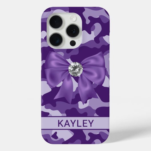 Glitterende paarse camouflage gepersonaliseerd Case-Mate iPhone case (Achterkant)