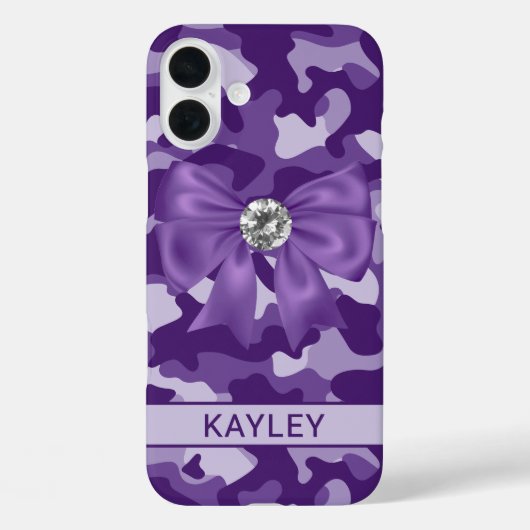 Glitterende paarse camouflage gepersonaliseerd Case-Mate iPhone case (Achterkant)