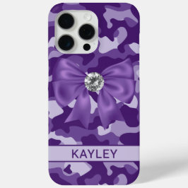 Glitterende Paarse Camouflage Persoonlijk iPhone 15 Pro Max Hoesje