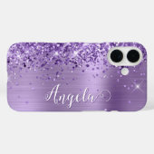Glitterende Paarse Folie Meisjesachtige Naam Case-Mate iPhone Case (Achterkant (horizontaal))