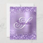 Glitterende paarse folie monogram 90ste verjaardag (Achterkant)