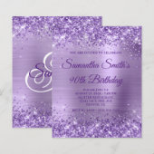 Glitterende paarse folie monogram 90ste verjaardag (Voorkant / Achterkant)