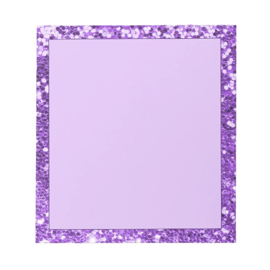 Glitterende Paarse Glitterrand Lavendel Notitieblok (Voorkant)