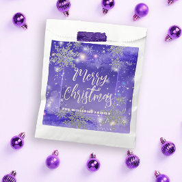 Glitterende Paarse Winterwonderland Prettig Kerstf Bedankzakje