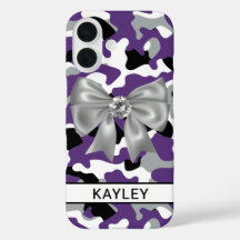 Glitterende Paarse Zwarte Camouflage Gepersonalise