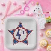 Glitterende papieren bord 4 juli (Feest)