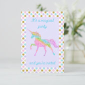 Glitterende Pastel Eenhoorn Feest Kaart (Staand voorkant)